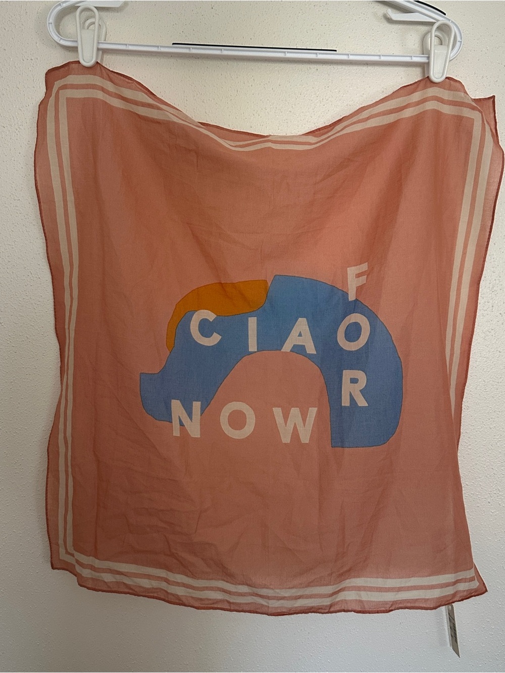 Madewell Coral Tapestry with Blue and Mustard Graphic